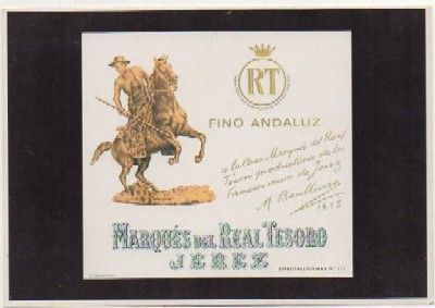 POSTAL PUBLICITARIA. REPROD. ETIQUETAS ANTIGUAS. FINO ANDALUZ. MARQUES REAL TESORO