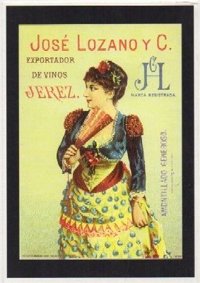 POSTAL PUBLICITARIA. REPROD. ETIQUETAS ANTIGUAS. JOSE LOZANO Y C. EXPORTADOR DE VINOS