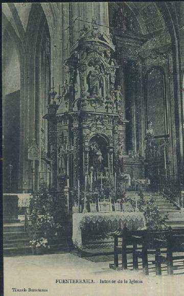 POSTAL ANTIGUA DEL PAIS VASCO FUENTERRABIA INTERIOR DE LA IGLESIA