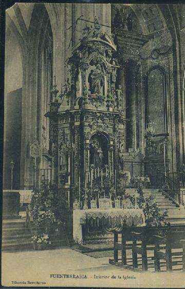 POSTAL ANTIGUA DEL PAIS VASCO FUENTERRABIA INTERIOR DE LA IGLESIA