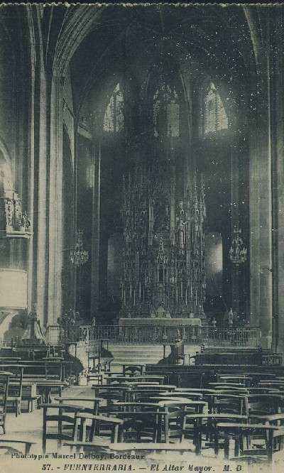 POSTAL ANTIGUA DEL PAIS VASCO FUENTERRABIA 57 EL ALTAR MAYOR