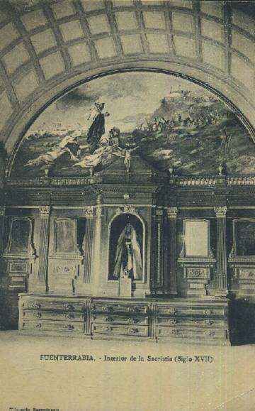 POSTAL ANTIGUA DEL PAIS VASCO FUENTERRABIA INTERIOR DE LA SACRISTIA ( SIGLO XVII )