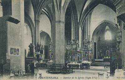 POSTAL ANTIGUA DEL PAIS VASCO FUENTERRABIA 58 INTERIOR DE LA IGLESIA ( SIGLO XVI )
