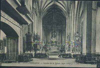 POSTAL ANTIGUA DEL PAIS VASCO FUENTERRABIA 56 INTERIOR DE LA IGLESIA ( SIGLO XVII )