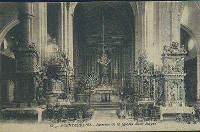 POSTAL ANTIGUA DEL PAIS VASCO FUENTERRABIA 57 INTERIOR DE LA IGLESIA ALTAR MAYOR