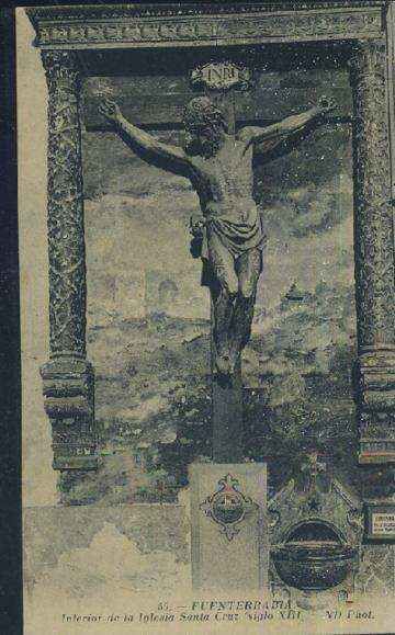POSTAL ANTIGUA DEL PAIS VASCO FUENTERRABIA 59 INTERIOR DE LA IGLESIA SANTA CRUZ ( SIGLO XIII )