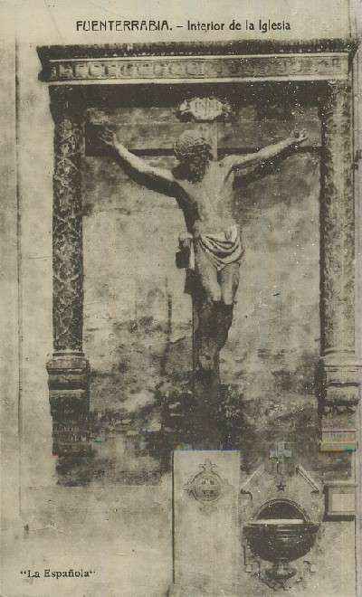 POSTAL ANTIGUA DEL PAIS VASCO FUENTERRABIA INTERIOR DE LA IGLESIA LA ESPAÑOLA