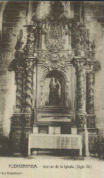POSTAL ANTIGUA DEL PAIS VASCO FUENTERRABIA INTERIOR DE LA IGLESIA ( SIGLO XII ) LA ESPAÑOLA