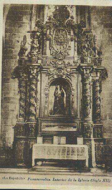 POSTAL ANTIGUA DEL PAIS VASCO FUENTERRABIA INTERIOR DE LA IGLESIA ( SIGLO XII ) LA ESPAÑOLA