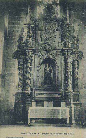 POSTAL ANTIGUA DEL PAIS VASCO FUENTERRABIA INTERIOR DE LA IGLESIA ( SIGLO XII )