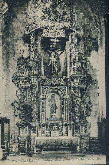 POSTAL ANTIGUA DEL PAIS VASCO FUENTERRABIA INTERIOR DE LA IGLESIA EL ALTAR DE SAN JOSE