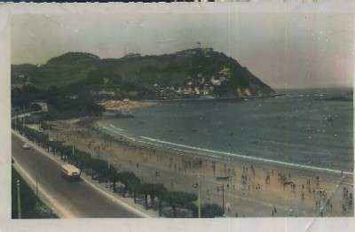 POSTAL DEL PAIS VASCO SAN SEBASTIAN Nº 173 VISTA PARCIAL DE LA PLAYA DE LA CONCHA AL FONDO MONTE IGUELDO