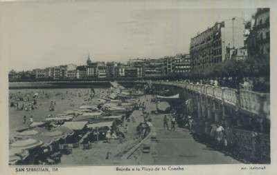 POSTAL DEL PAIS VASCO SAN SEBASTIAN  Nº 114 BAJADA A LA PLAYA DE LA CONCHA