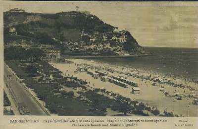 POSTAL DEL PAIS VASCO SAN SEBASTIAN PLAYA DE ONDARRETA Y MONTE IGUELDO