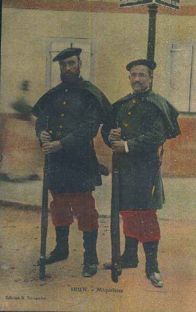 POSTAL ANTIGUA DEL PAIS VASCO IRUN MIQUELETES ( GUIPUZCOA )