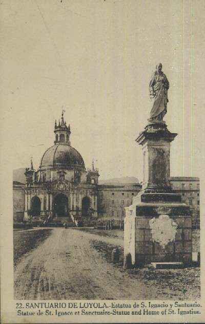 POSTAL DEL PAIS VASCO SANTUARIO DE LOYOLA Nº 22 ESTATUA DE SAN IGNACIO Y SANTUARIO