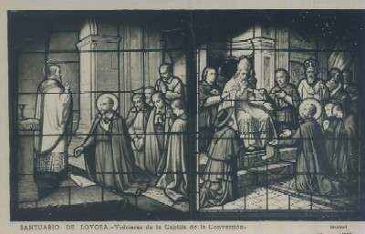 POSTAL DEL PAIS VASCO SANTUARIO DE LOYOLA VIDRIERAS DE LA CAPILLA DE LA CONVERSION