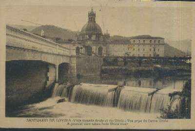 POSTAL DEL PAIS VASCO SANTUARIO DE LOYOLA VISTA TOMADA DESDE EL RIO UROLA