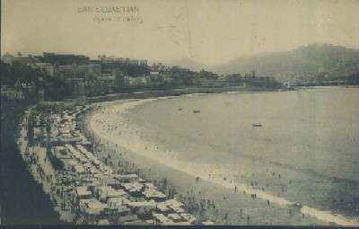 POSTAL ANTIGUA DE SAN SEBASTIAN PLAYA DE BAÑOS