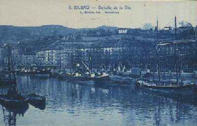 POSTAL ANTIGUA DEL PAIS VASCO BILBAO Nº 9 DETALLE DE LA RIA