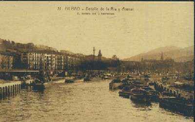POSTAL ANTIGUA DEL PAIS VASCO BILBAO Nº 31 DETALLE DE LA RIA Y ARENAL