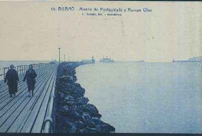POSTAL ANTIGUA DEL PAIS VASCO BILBAO Nº 19 MUELLE DE PORTUGALETE Y ROMPE OLAS