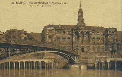 POSTAL ANTIGUA DEL PAIS VASCO BILBAO Nº 26 PUENTE GIRATORIO Y AYUNTAMIENTO