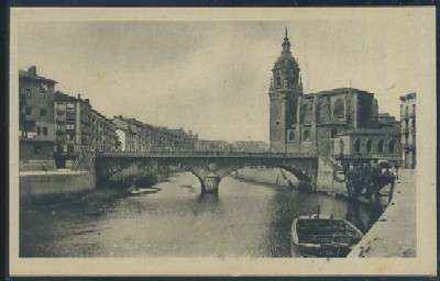 POSTAL ANTIGUA DEL PAIS VASCO BILBAO IGLESIA Y ANTIGUO PUENTE DE SAN ANTON
