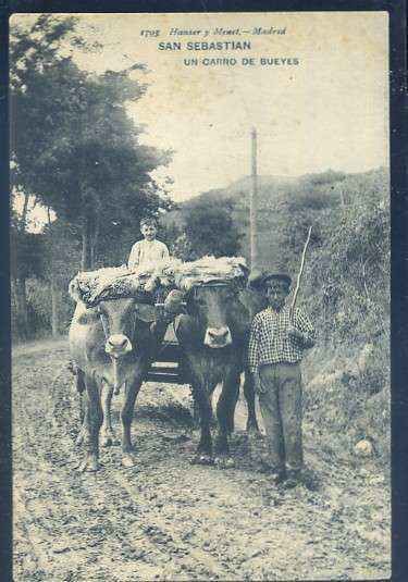 POSTAL ANTIGUA DE SAN SEBASTIAN - UN CARRO DE BUEYES