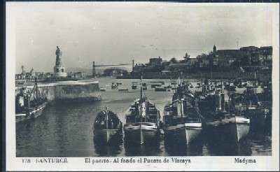 POSTAL DE VIZCAYA - SANTURCE EL PUERTO AL FONDO EL PUENTE DE VIZCAYA Nº 178