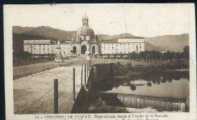 POSTAL DE GUIPUZCOA Nº 18 SANTUARIO DE LOYOLA VISTA TOMADA DESDE EL PUENTE DE LA AVENIDA