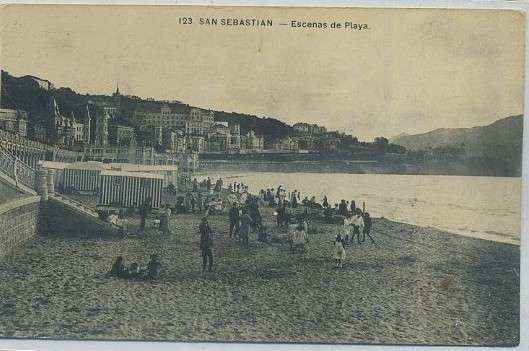 POSTAL ANTIGUA DE SAN SEBASTIAN. ESCENAS DE PLAYA
