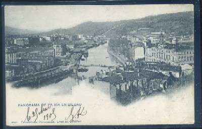POSTAL ANTIGUA DE BILBAO. PANORAMA DE LA RÍA EN BILBAO