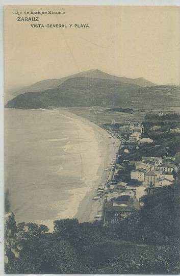 POSTAL ANTIGUA DE GUIPUZCUA. ZARUZ. VISTA GENERAL Y PLAYA
