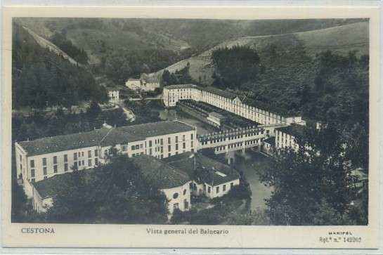POSTAL DE ANTIGUA DE GUIPUZCOA. CESTONA. VISTA GENERAL DEL BALNERARIO. GRANDES MAREAS DEL CANTABRICO.