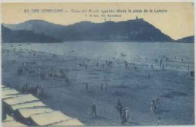 POSTAL ANTIGUA DE SAN SEBASTIAN. VISTA DE IGUELDO DESDE LA PLAYA DE LA CONCHA Nº 23