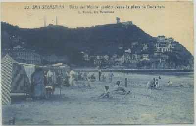 POSTAL ANTIGUA DE SAN SEBASTIAN. VISTA DE IGUELDO DESDE LA PLAYA DE ONDARRETA Nº 22