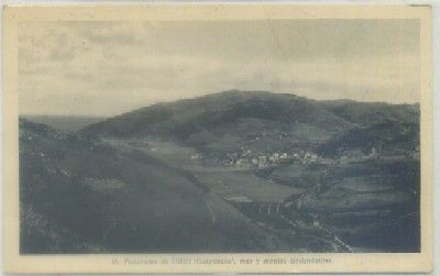 POSTAL DE ANTIGUA DE GUIPUZCOA. PANORAMA DE ORIO. MAR Y MONTES CIRCUNDANTES