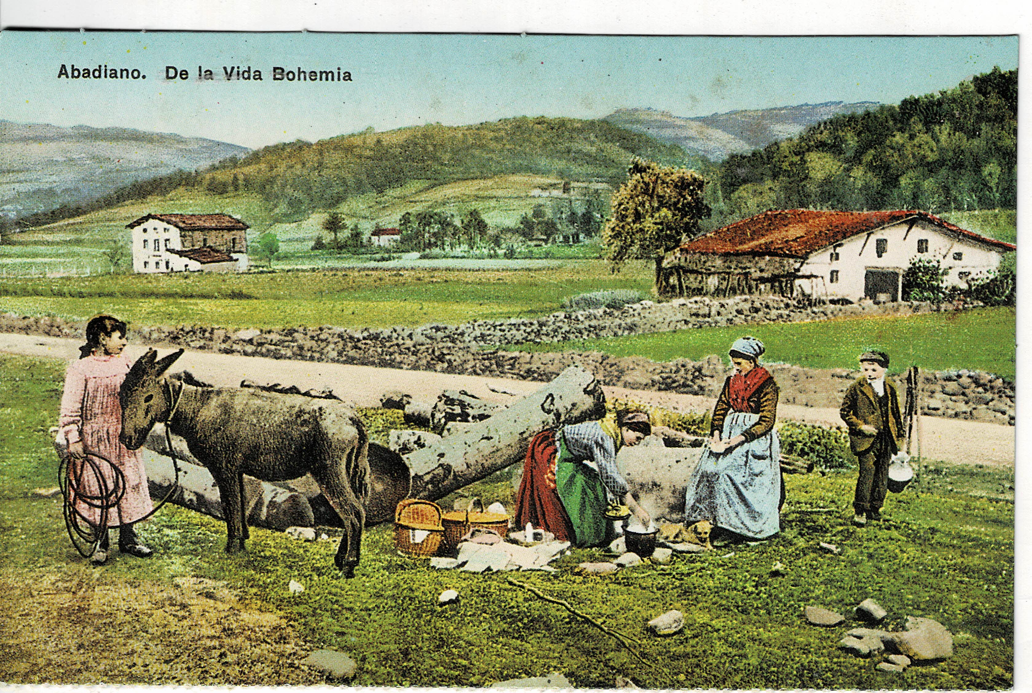 POSTAL DE ABADIANO. DE LA VIDA BOHEMIA.