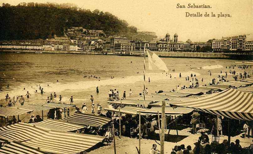 POSTAL DE SAN SEBASTIAN DETALLE DE LA PLAYA