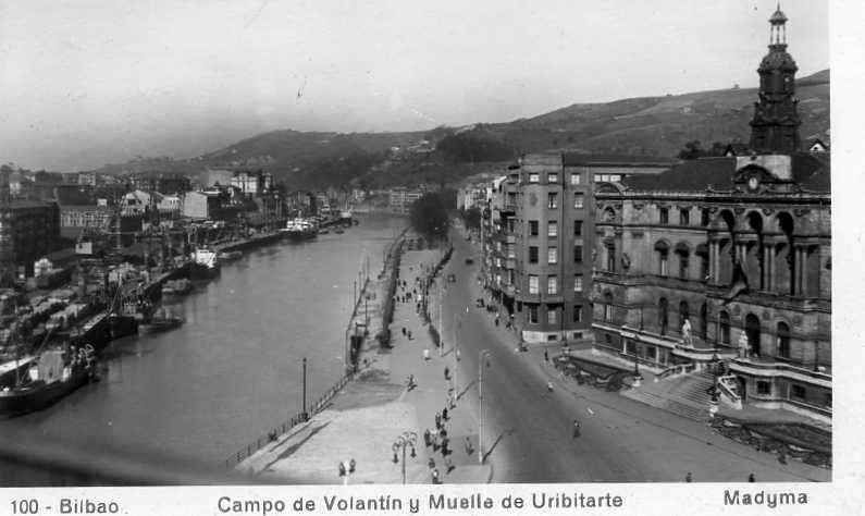 POSTAL DE BILBAO Nº 100 CAMPO DE VOLATIN Y MUELLE DE URIBITARTE