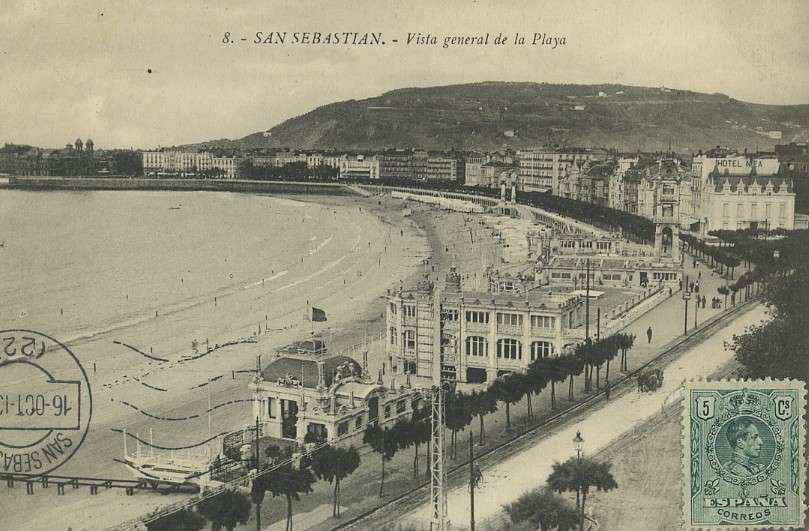 POSTAL DE SAN SEBASTIAN. Nº 8. VISTA GENERAL DE LA PLAYA.
