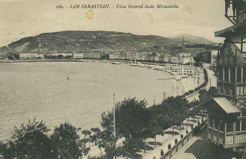 POSTAL DE SAN SEBASTIAN. Nº 186. VISTA GENERAL DESDE MIRACONCHA.