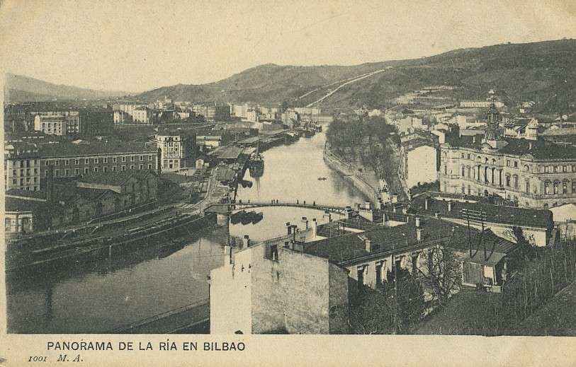 POSTAL DE BILBAO. PANORAMICA DE LA RIA EN BILBAO.