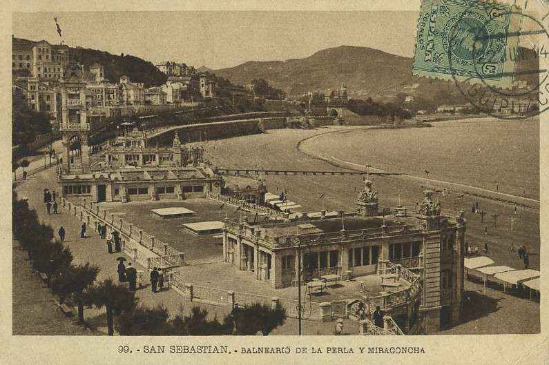 POSTAL DE SAN SEBASTIAN. Nº 99. BALNEARIO DE LA PERLA Y MIRACONCHA.