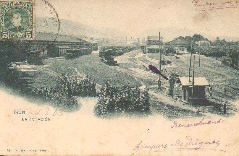 POSTAL ANTIGUA DE IRUN. LA ESTACION