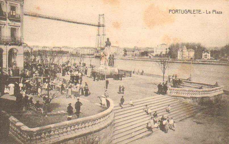 POSTAL ANTIGUA DE PORTUGALETE ( BILBAO ). LA PLAZA