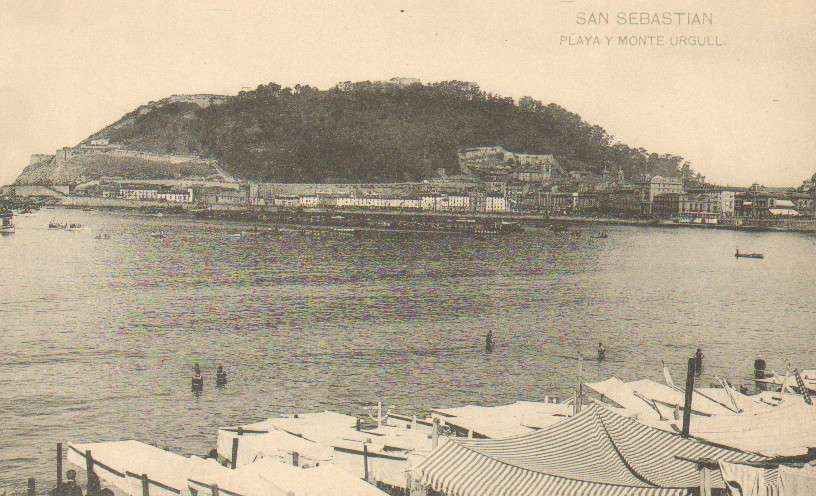 POSTAL ANTIGUA DE SAN SEBASTIAN (PAIS VASCO). PLAYA Y MONTE URGULL.