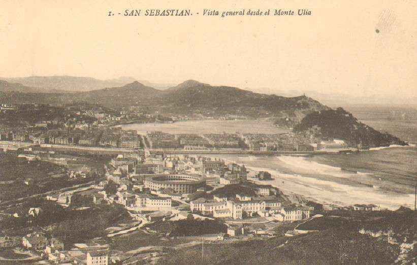 POSTAL ANTIGUA DE SAN SEBASTIAN (PAIS VASCO). VISTA GENERAL DESDE EL MONTE ULIA.
