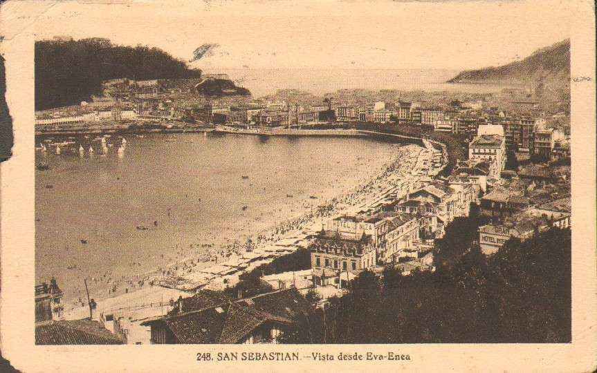 POSTAL ANTIGUA DE SAN SEBASTIAN (PAIS VASCO). VISTA DESDE EVA-ENEA.